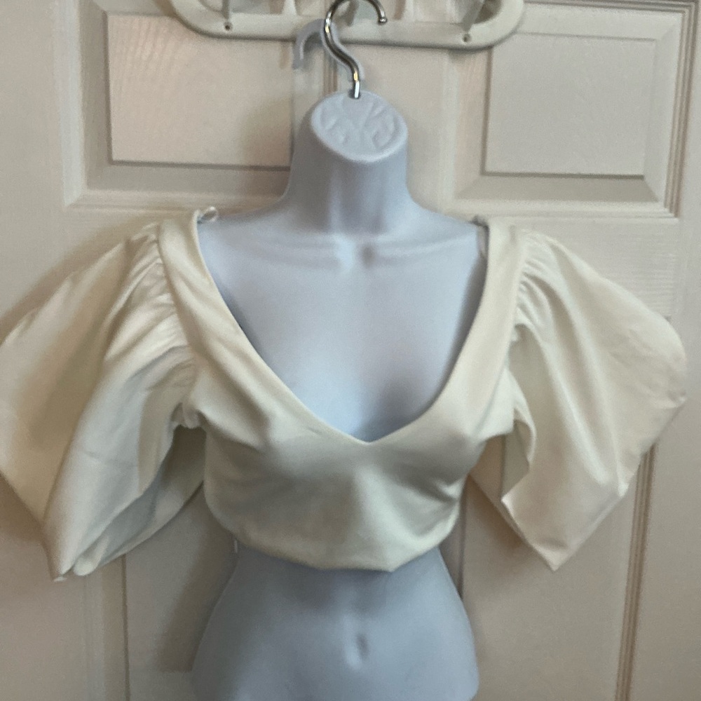Zara  Puff Sleeve Crop Top - Picture 2 of 5